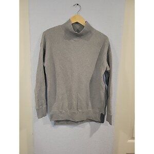 Free People Mock Neck Grey Pullover High Slit Sides Size XS